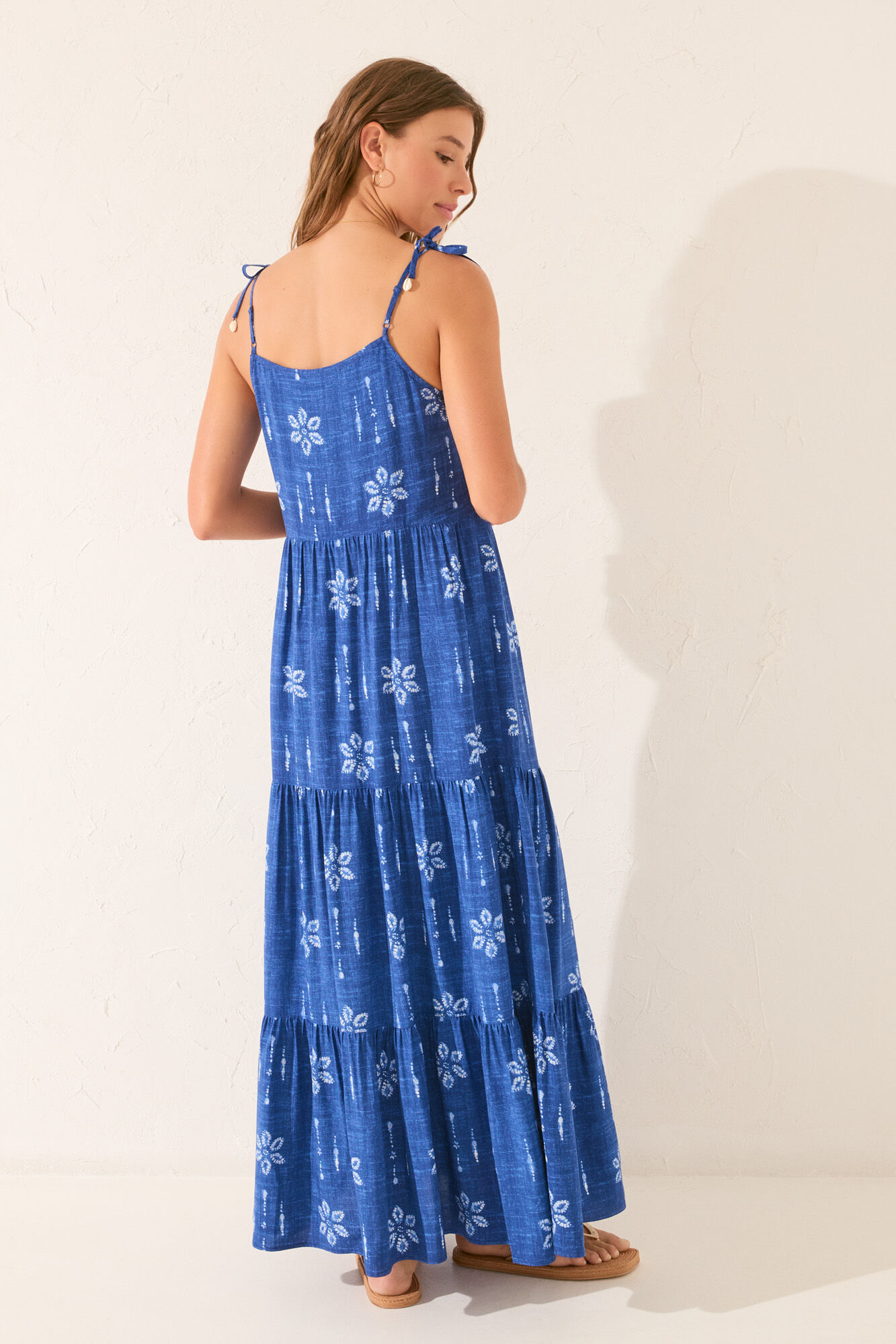 Women'secret Vestido largo de flores azules estampado