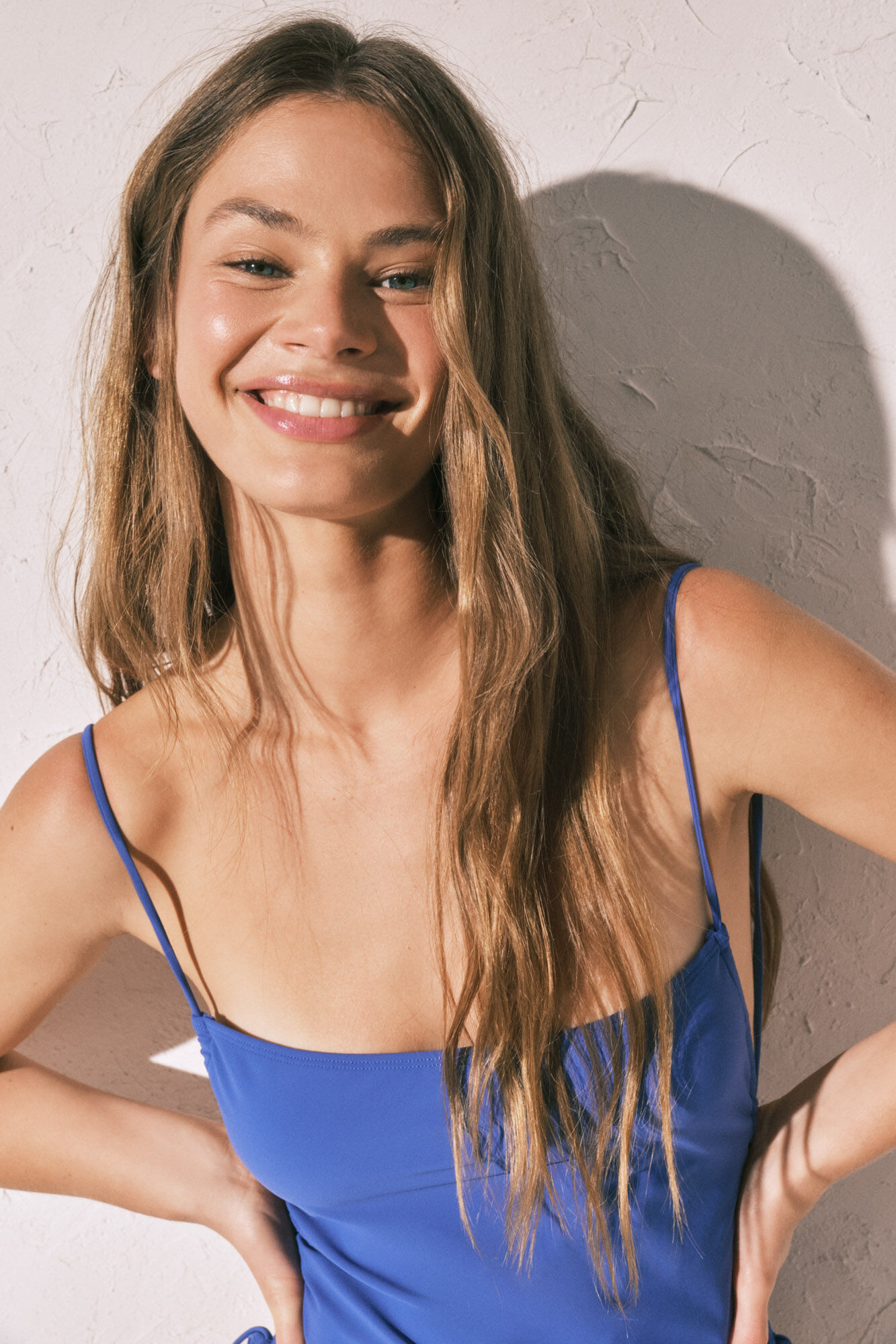 Women'secret Traje de ba&ntilde;o frunce lateral azul azul