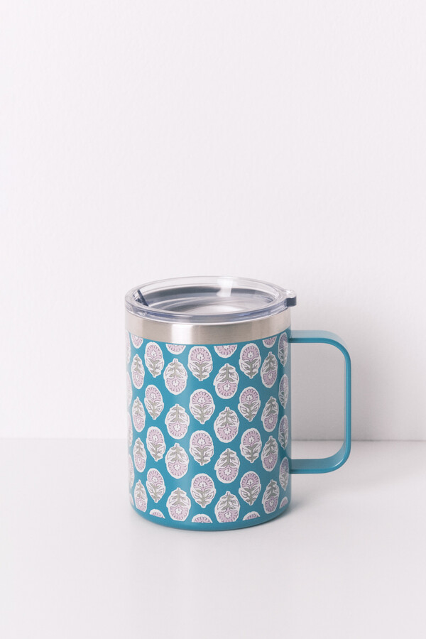 Women'secret Taza térmica con estampado verde estampado