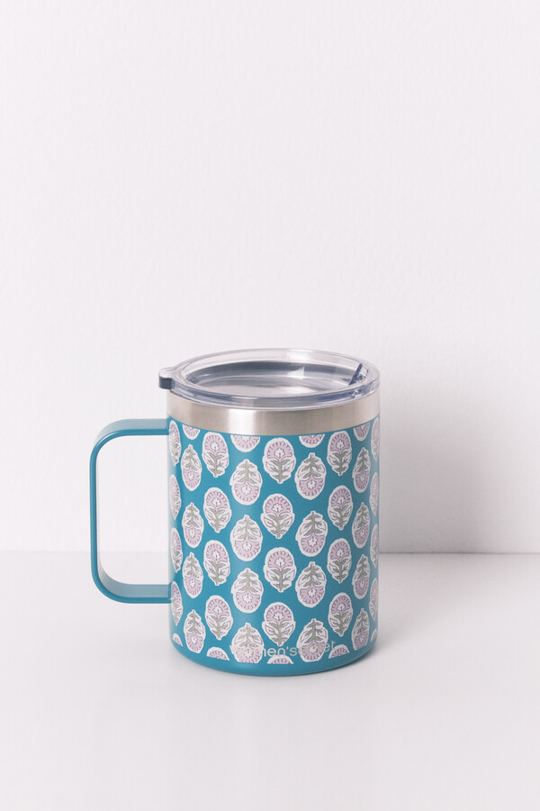 Women'secret Taza térmica con estampado verde estampado