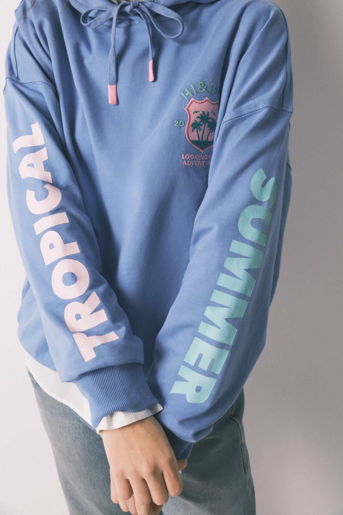 HI&BYE Sudadera con capucha de felpa de algod&oacute;n azul azul