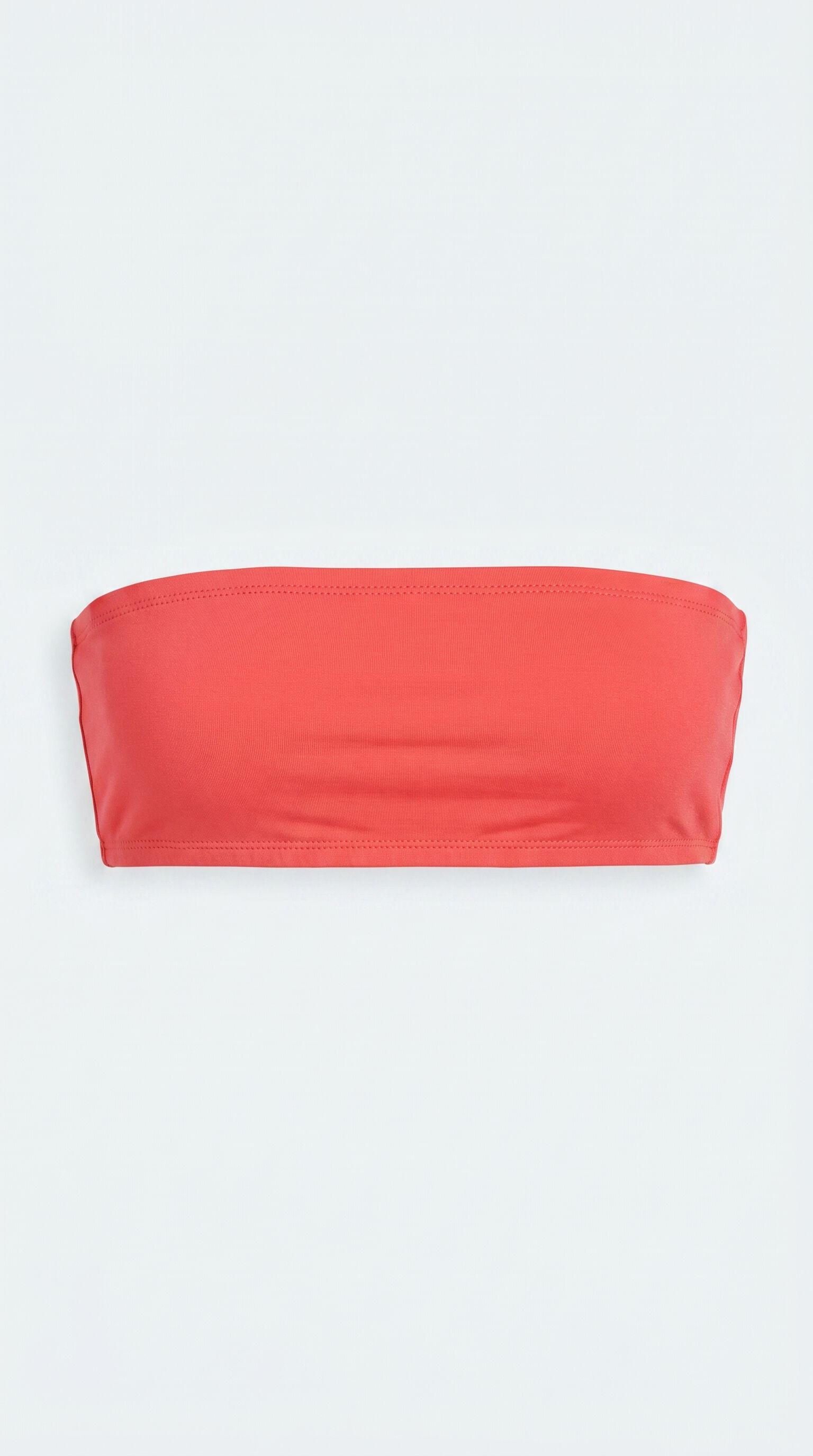 HI&BYE Top de bikini bandeau liso rojo rojo