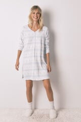 Women'secret Camisón midi de tejido suave con estampado cenefa azul