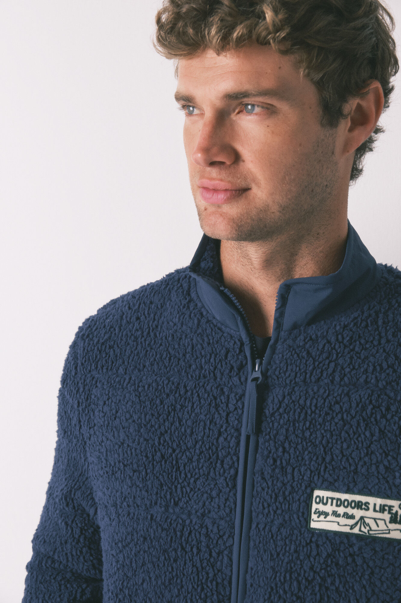 Women'secret Bata con media borrego azul azul