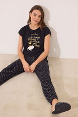 Womensecret Pijama larga Snoopy negro negro