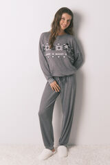 Women'secret Pijama larga de tejido suave de Mickey gris