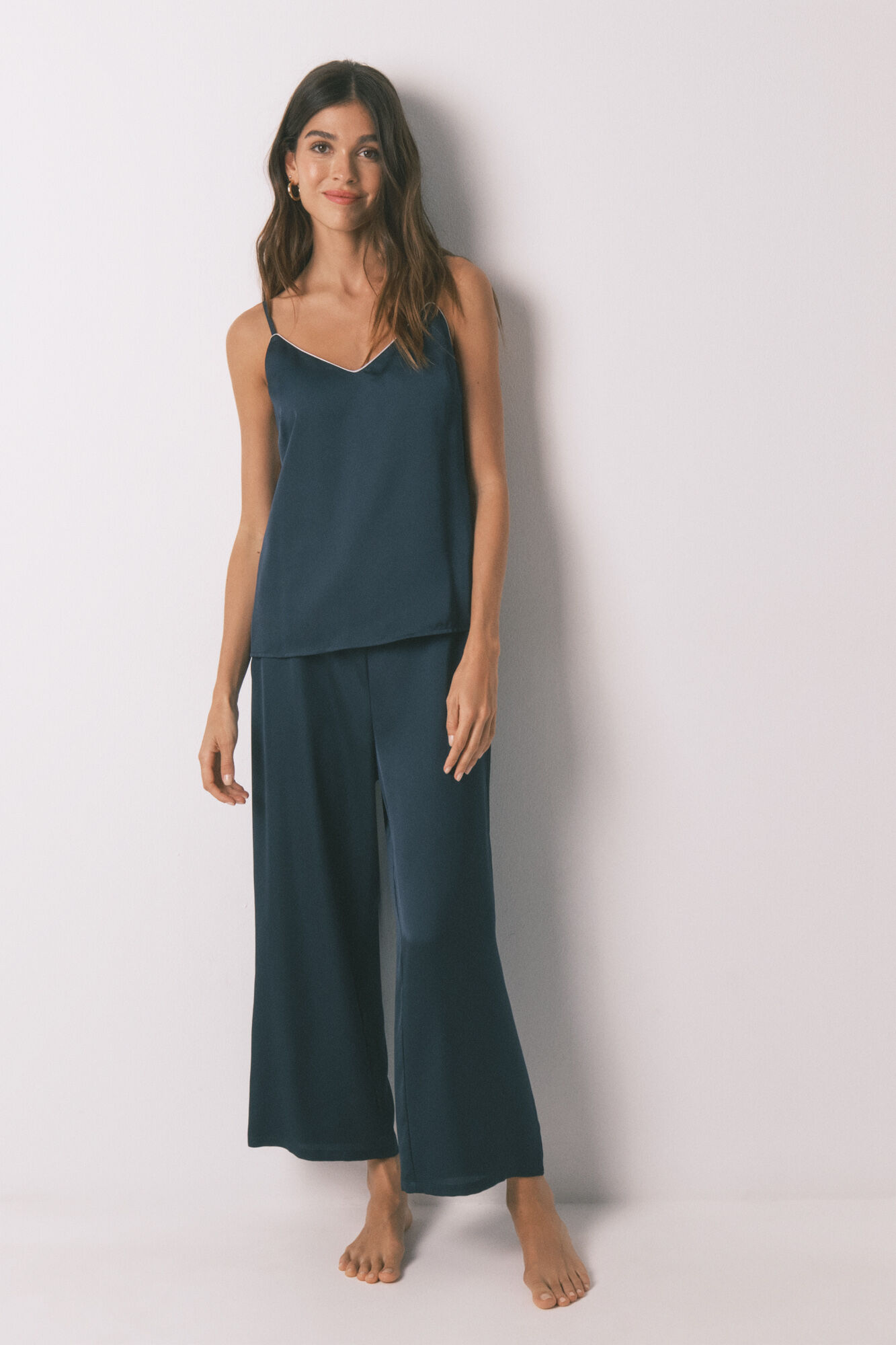 Women'secret Pijama larga sat&eacute;n azul