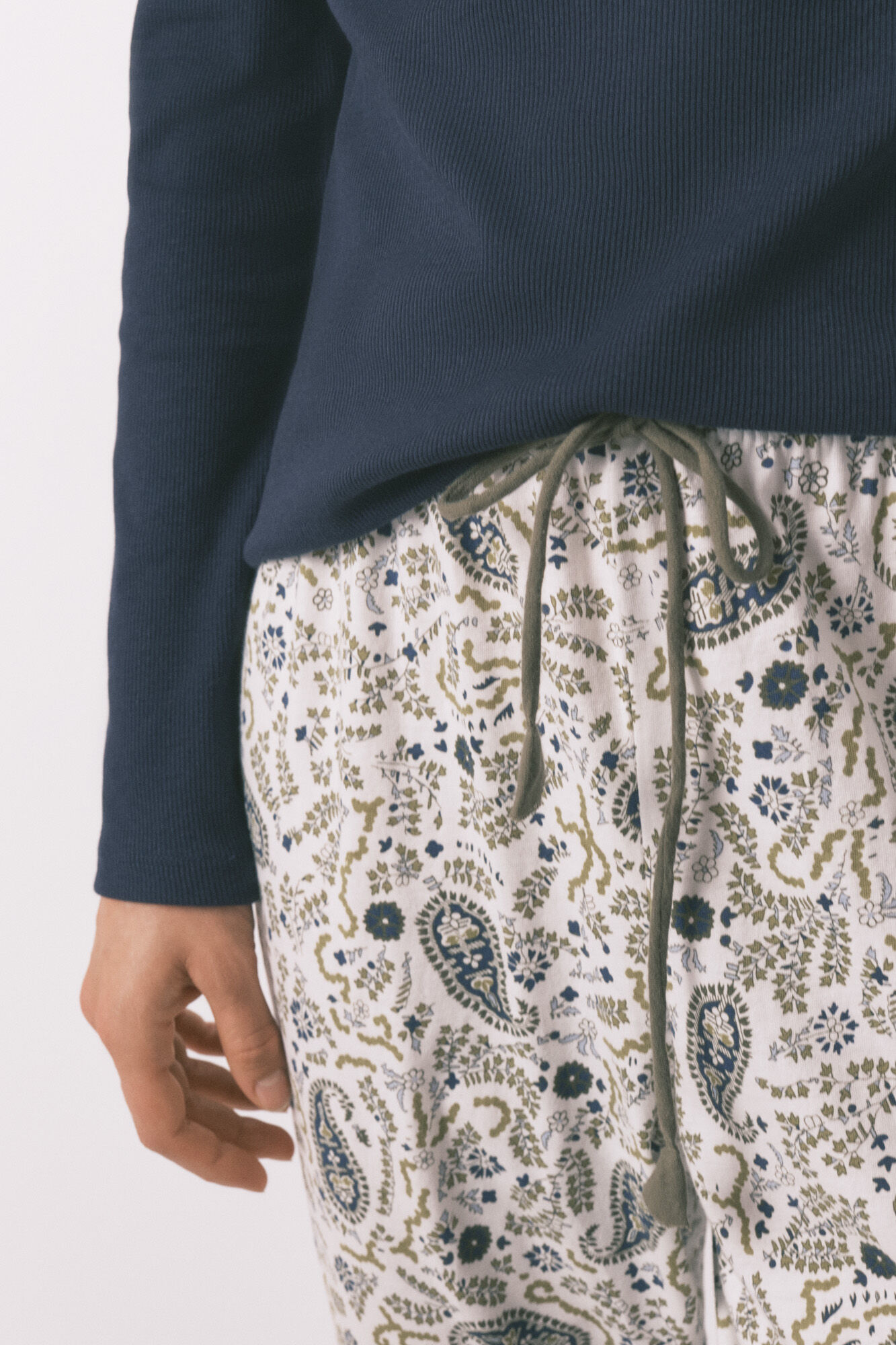 Women'secret Pantal&oacute;n largo de algod&oacute;n estampado Paisley estampado