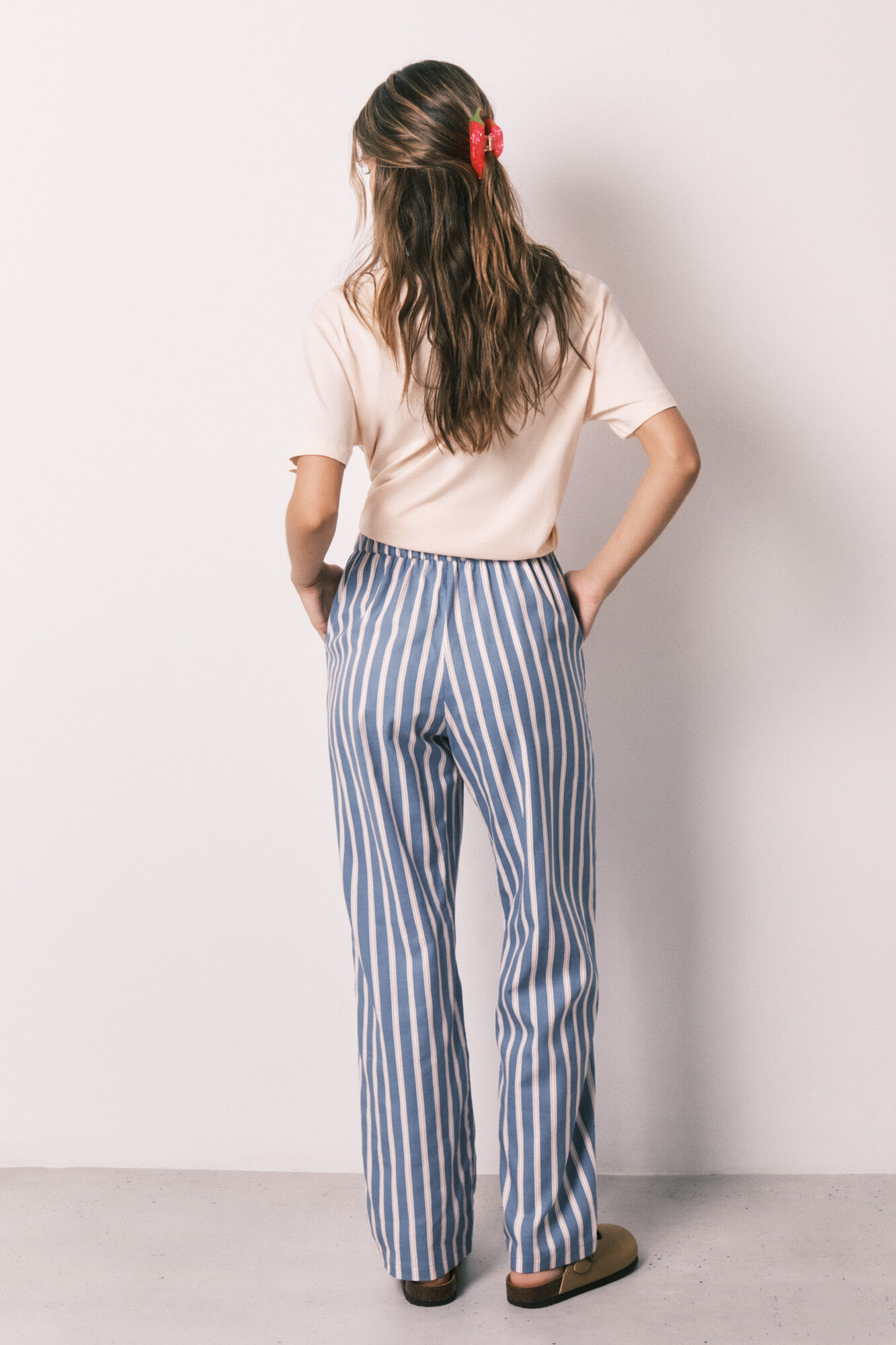 Women'secret Pantal&oacute;n largo de viscosa estampado de rayas estampado