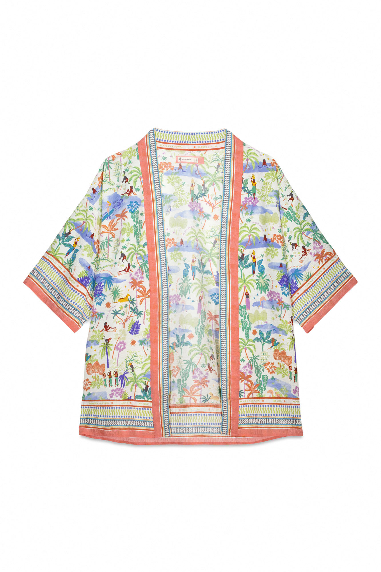 Women'secret T&uacute;nica kimono de viscosa con estampado de paisajes estampado