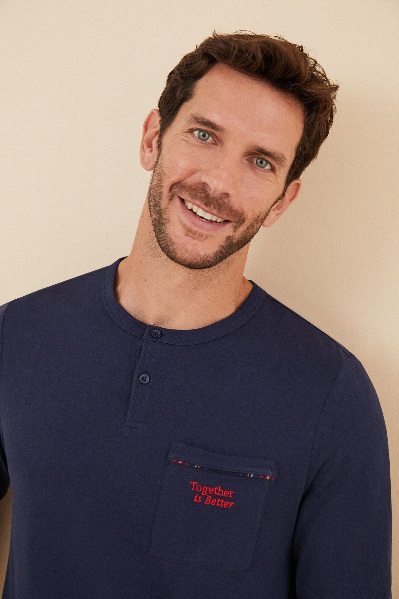 Women'secret Pijama hombre 100% algod&oacute;n cuadros  azul