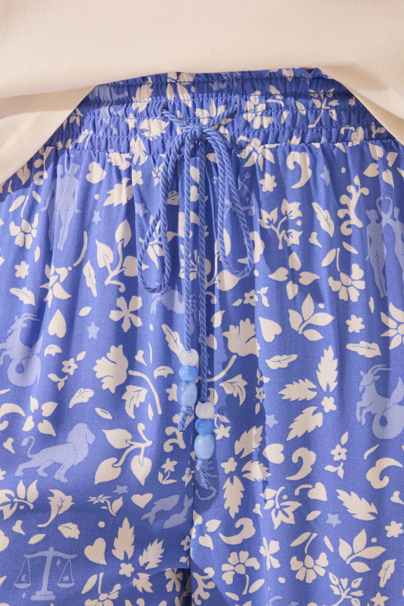 Women'secret Pantal&oacute;n largo de viscosa con estampado azul estampado