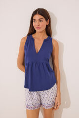 Womensecret Pijama de tirantes con estampado azul 100 % algodón estampado