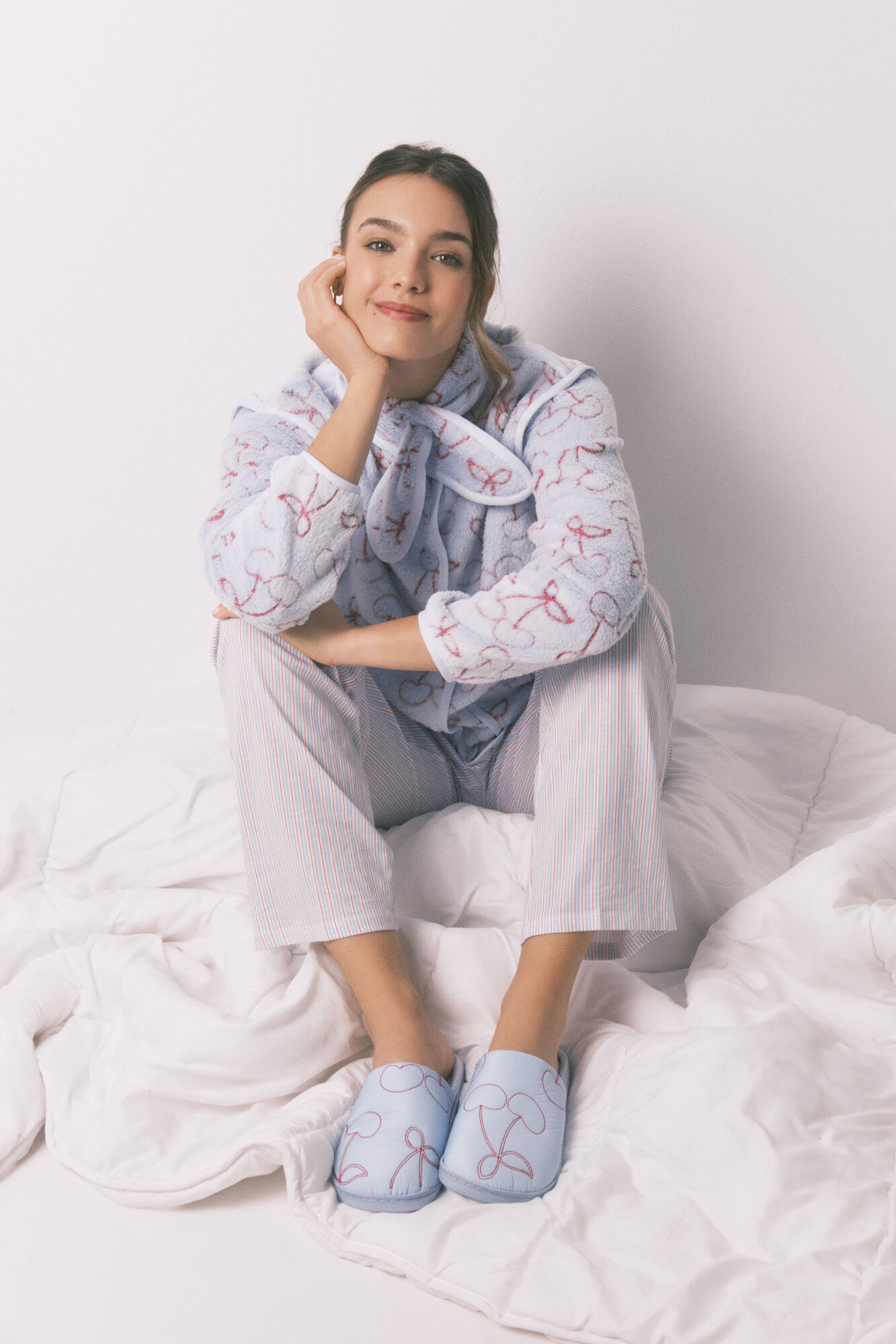 Women'secret Pantuflas de cerezas azules azul