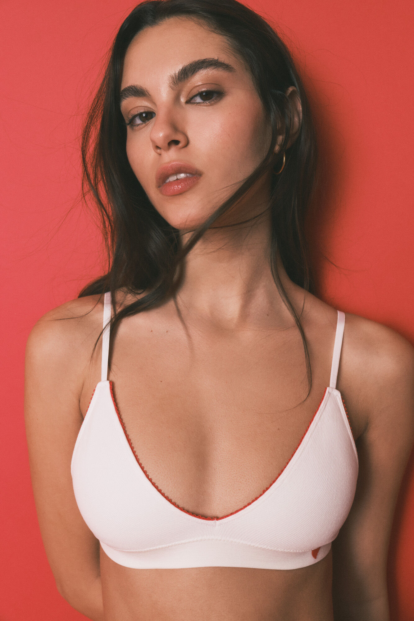 HI&BYE Brasier triangular sin costura acanalado blanco