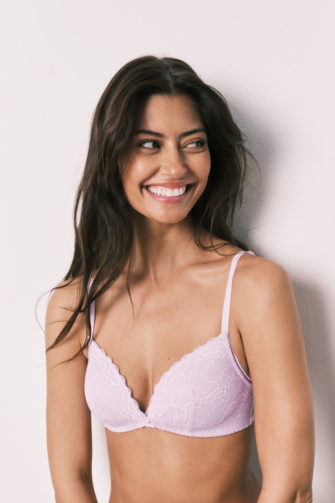 Women'secret Brasier triangular con relleno de encaje lila CHARMING morado/lila