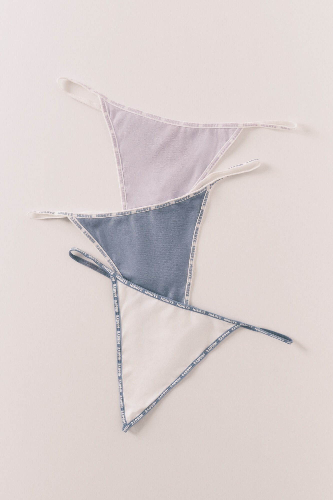 HI&BYE Pack 3 tangas lila, blanco y azul blanco
