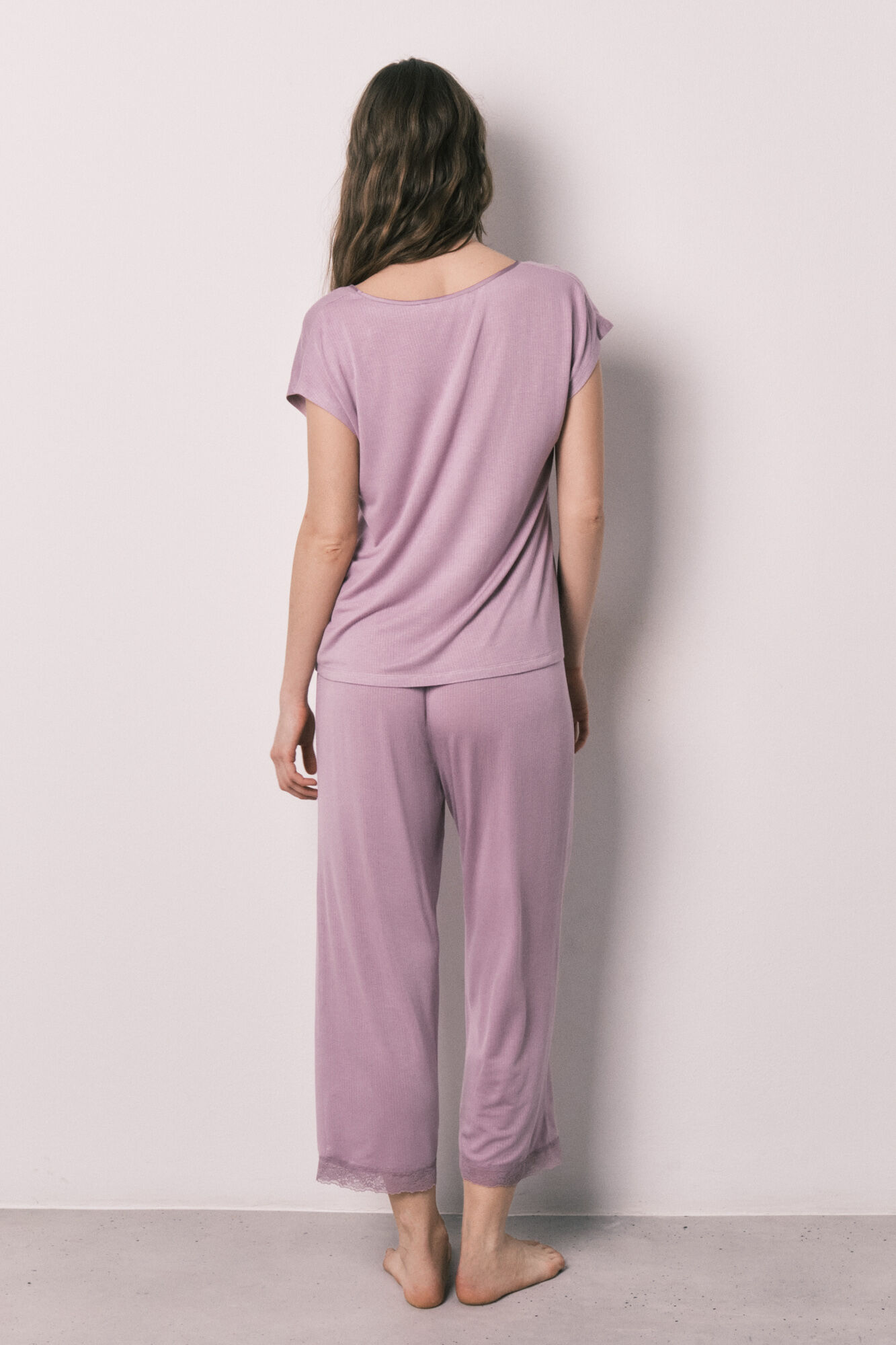 Women'secret Pijama capri tacto suave de viscosa rosa rosa