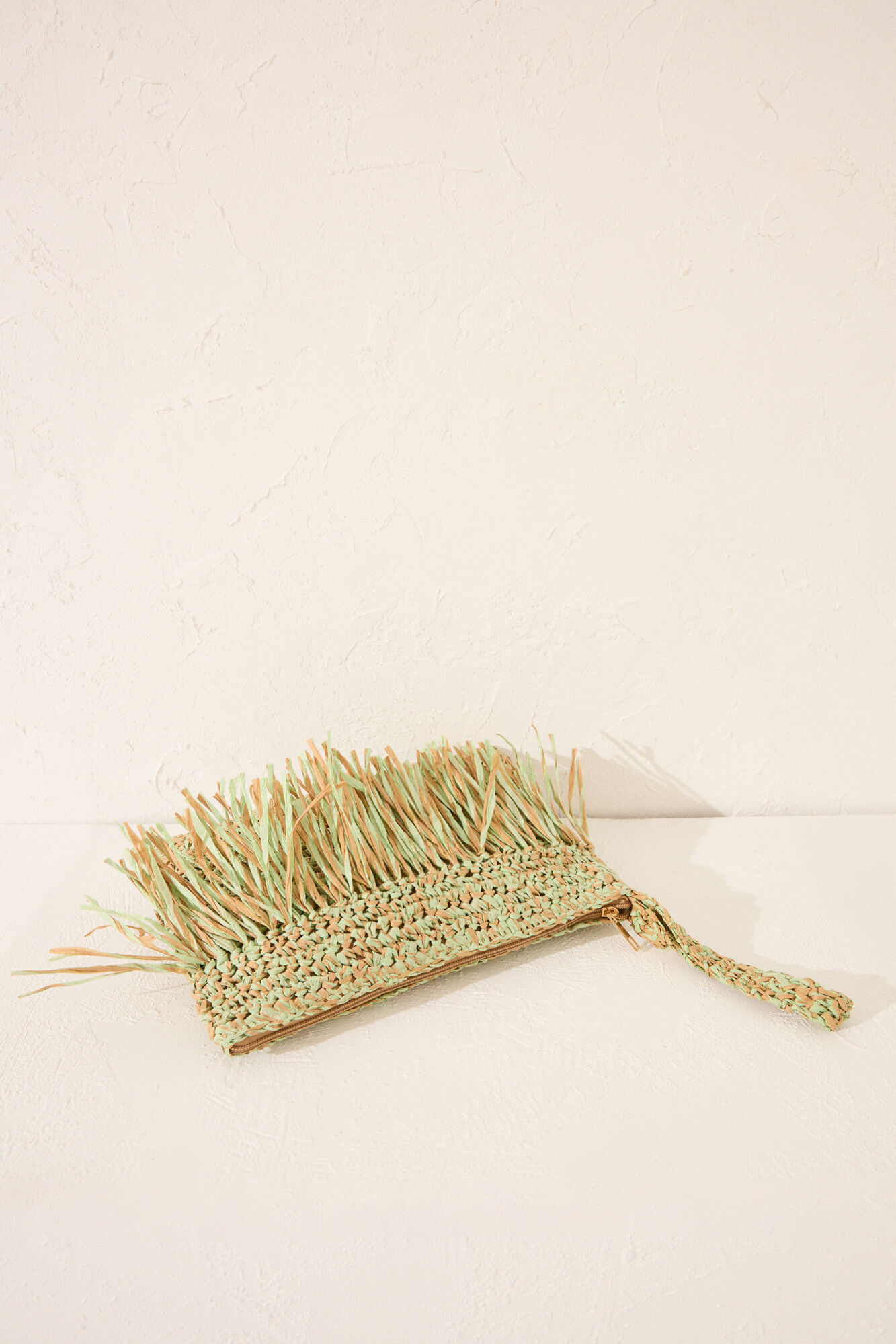 Women'secret Bolsa peque&ntilde;o de rafia , bolsa con flecos verde