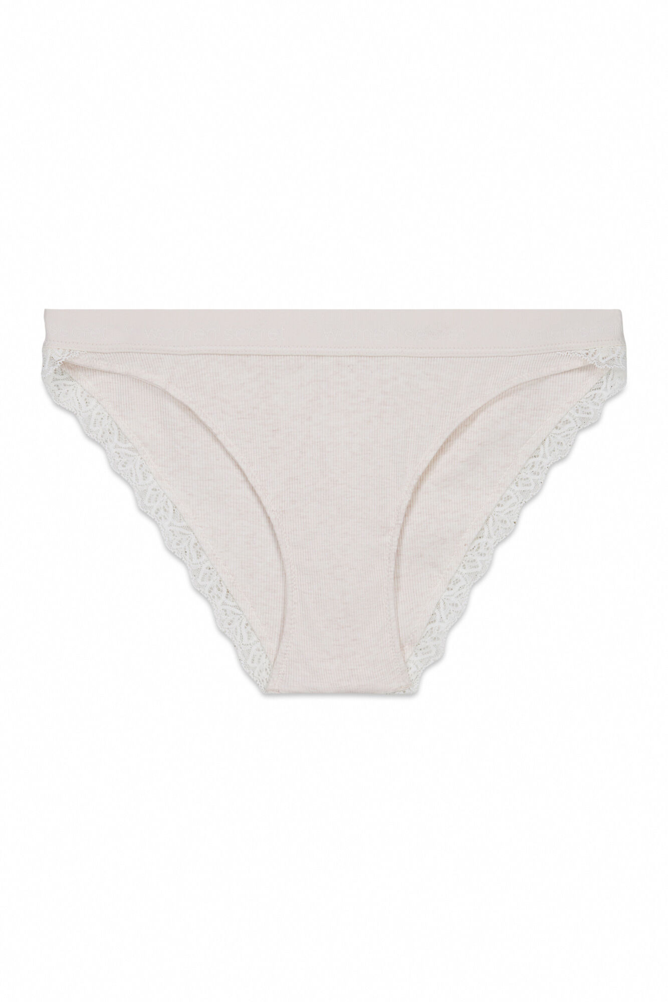 Women'secret Panty cl&aacute;sica acanalada de algod&oacute;n beige marfil