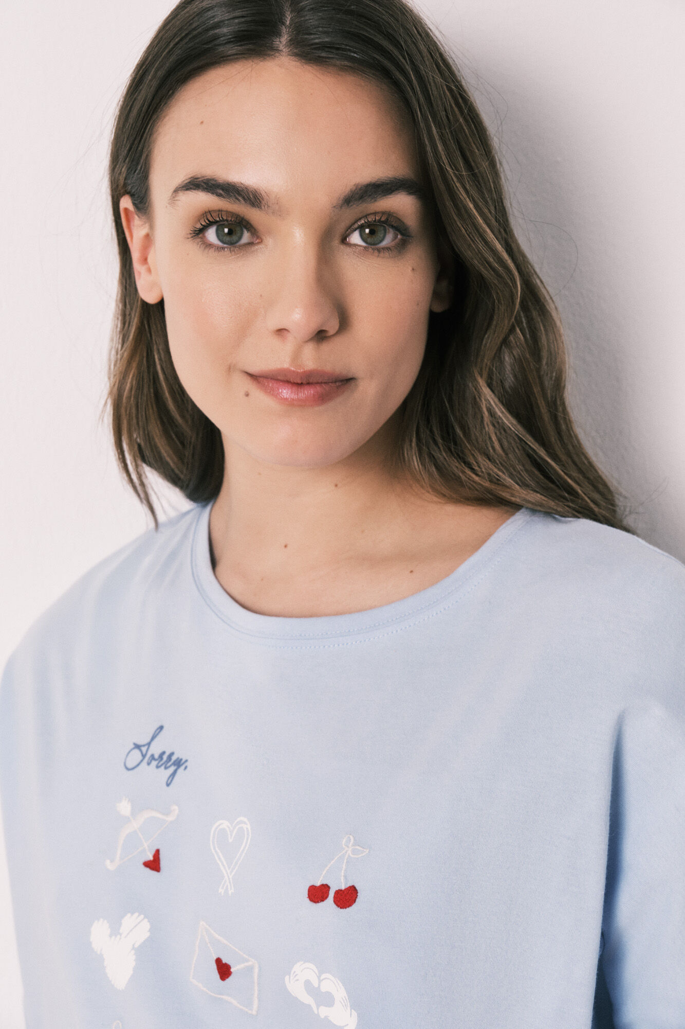 Women'secret Pijama larga de algod&oacute;n Mickey Cherry azul