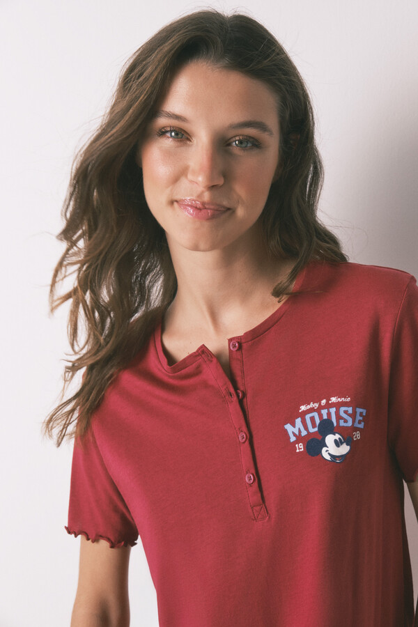 Women'secret Pijama larga de algodón de Mickey rojo rojo