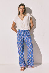 Women'secret Pantal&oacute;n largo estampado sello azul estampado