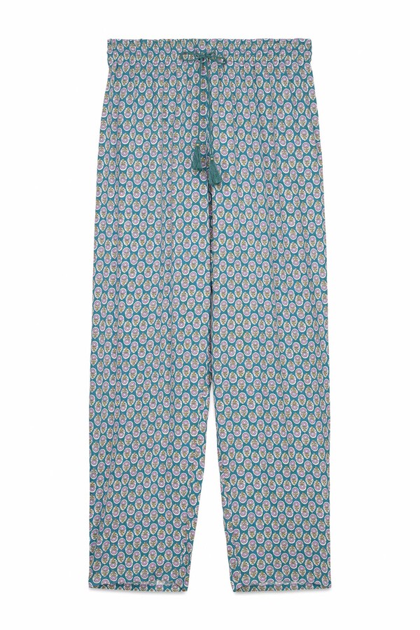 Women'secret Pantalón largo con estampado de viscosa zanahoria verde