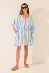 Women'secret T&uacute;nica short de algod&oacute;n con estampado de rayas azules estampado