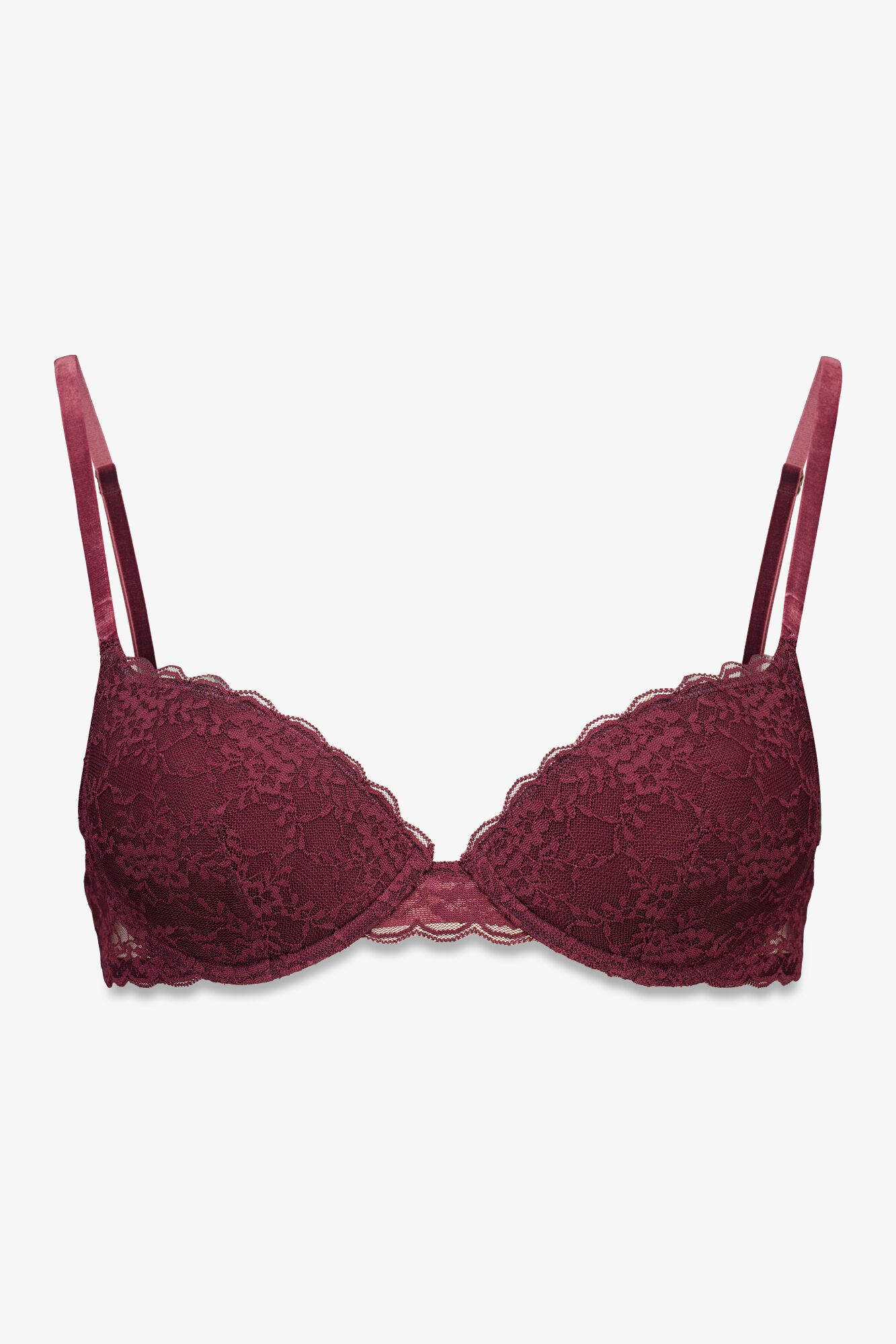 Women'secret Brasier BEAUTIFUL cl&aacute;sica de relleno burdeos con encaje p&uacute;rpura