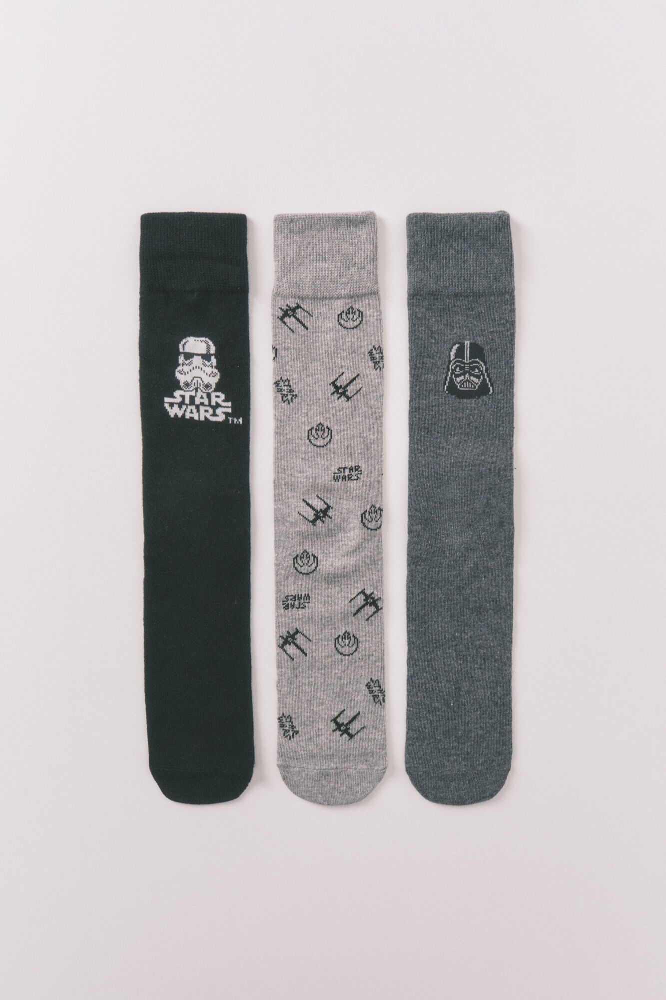 Women'secret Pack de 3 calcetines largos de algod&oacute;n de Star Wars gris