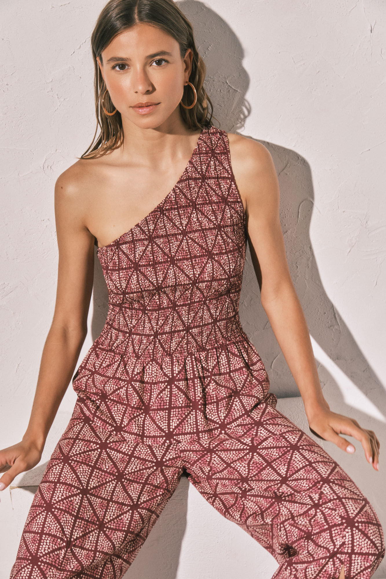 Women'secret Top asim&eacute;trico smock p&uacute;rpura