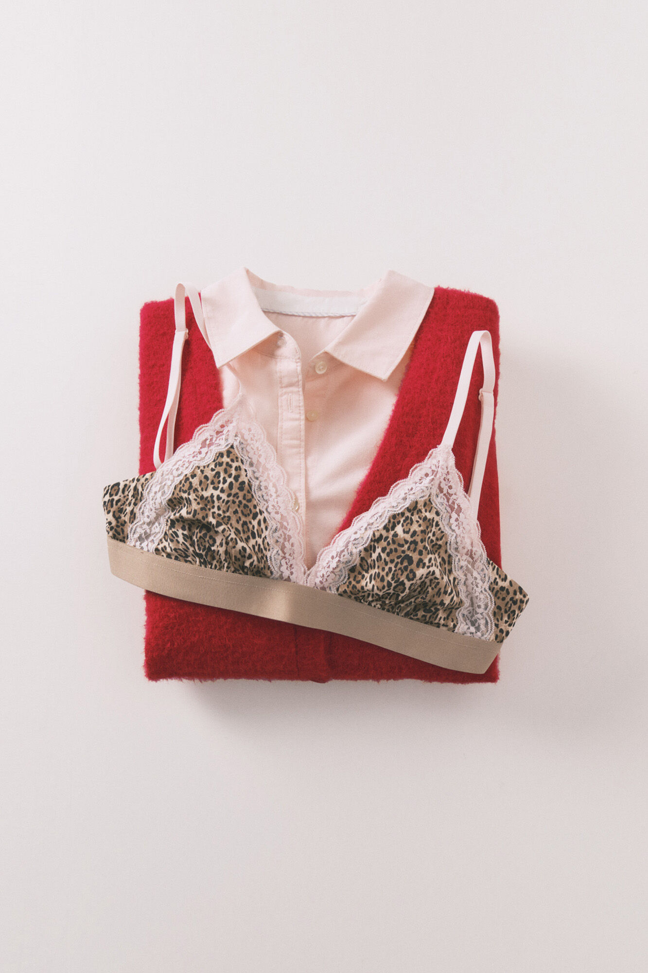 Women'secret Brasier triangular con estampado animal marr&oacute;n NATURAL