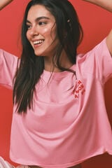 HI&BYE Pijama larga estampada de 100% algod&oacute;n rosa rosa