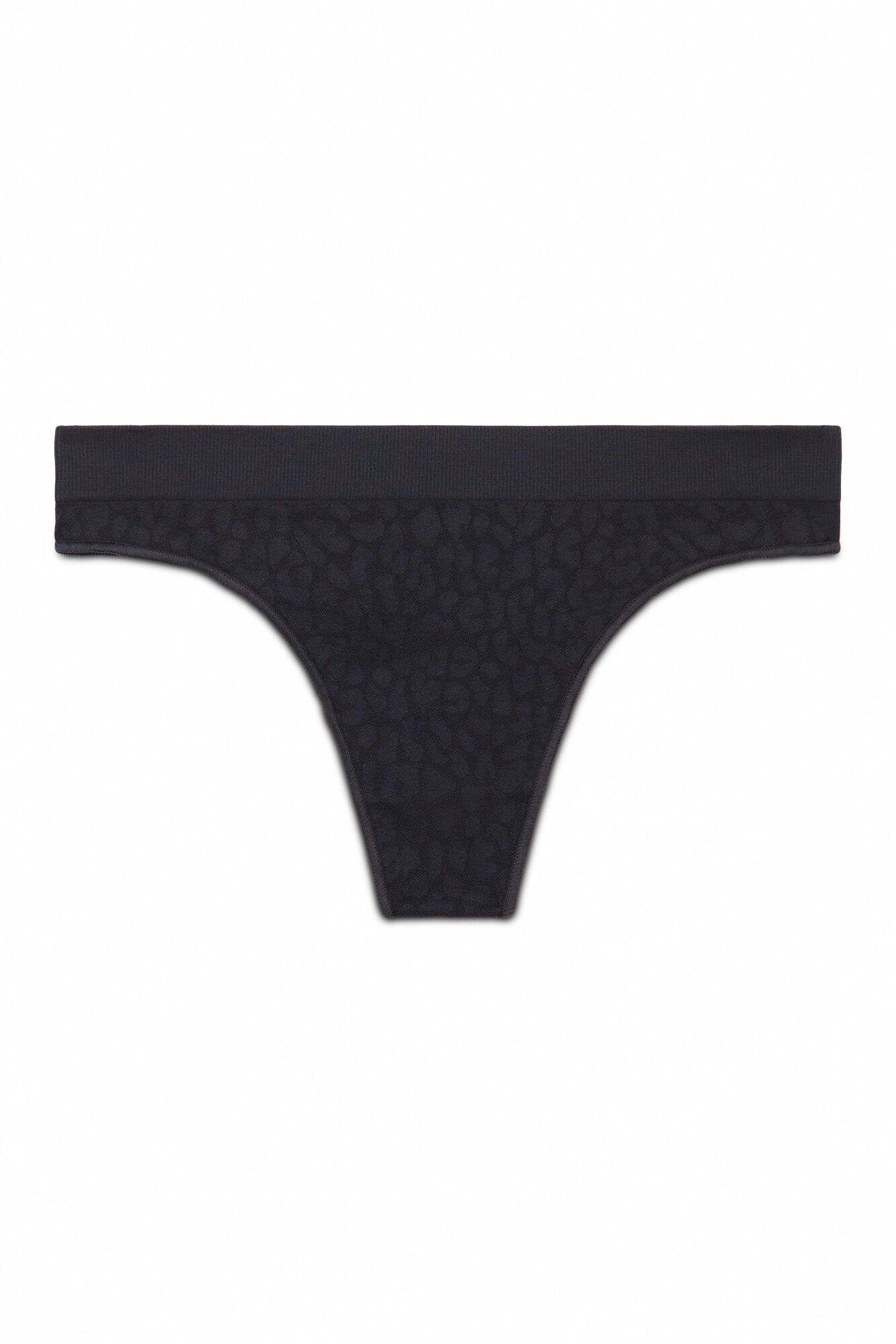 Women'secret Tanga sin costuras con estampado animal negro negro