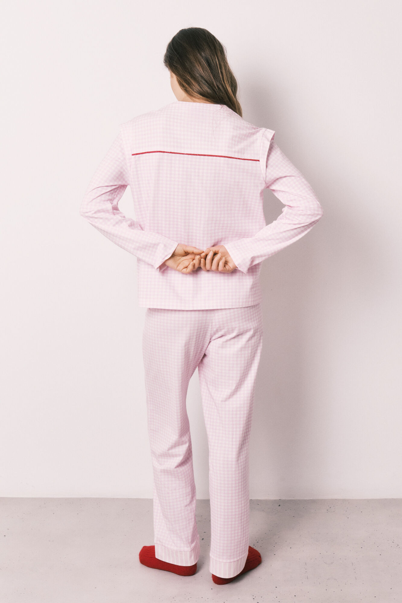 Women'secret Pijama larga cuello mao de algod&oacute;n rosa