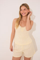 Womensecret Pijama de tirantes de algodón amarillo amarillo