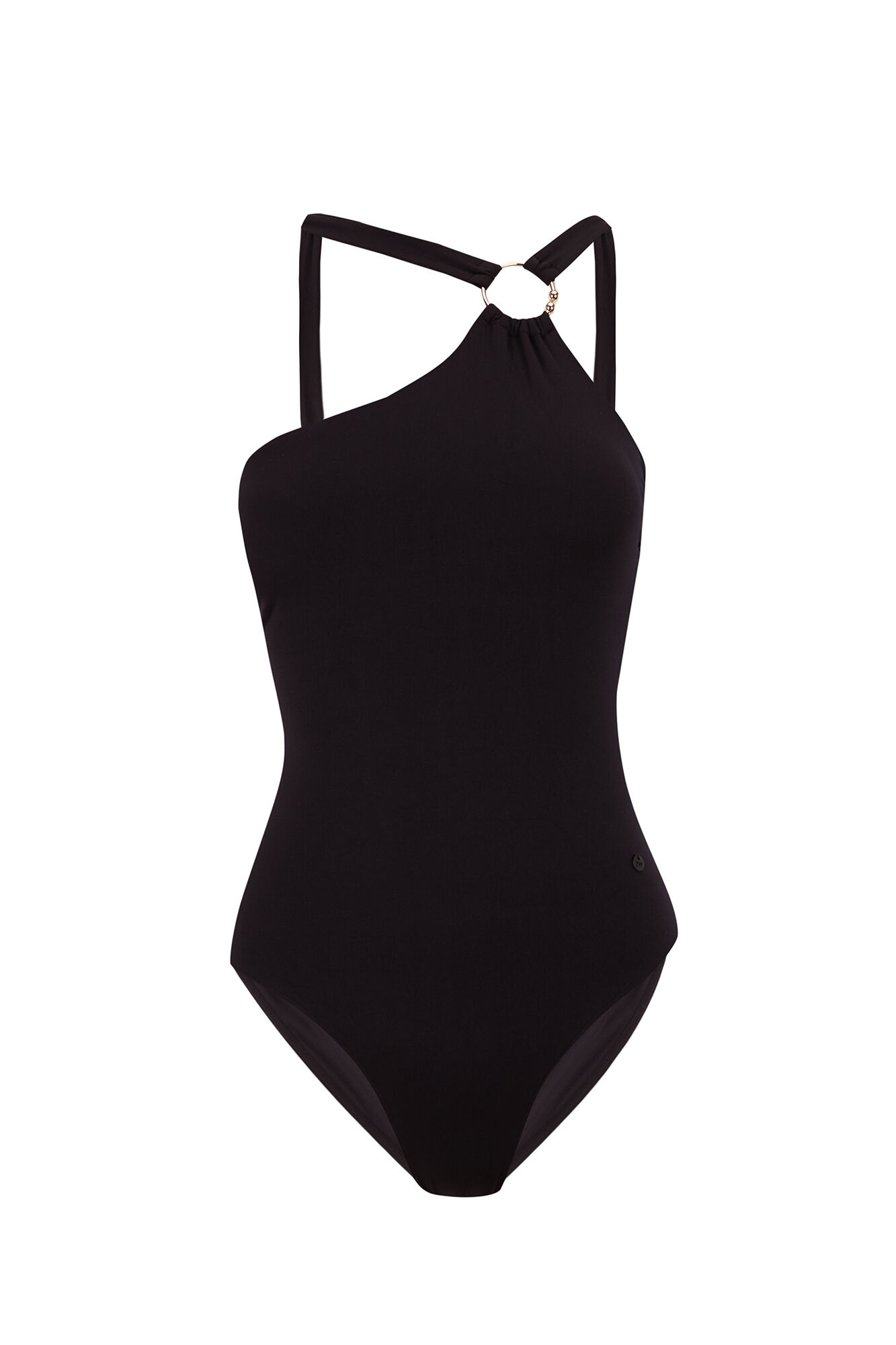 Women'secret Traje de ba&ntilde;o negro asim&eacute;trico moldeador negro