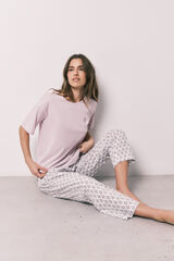 Women'secret Pijama estampada de sellos de 100% algod&oacute;n rosa rosa