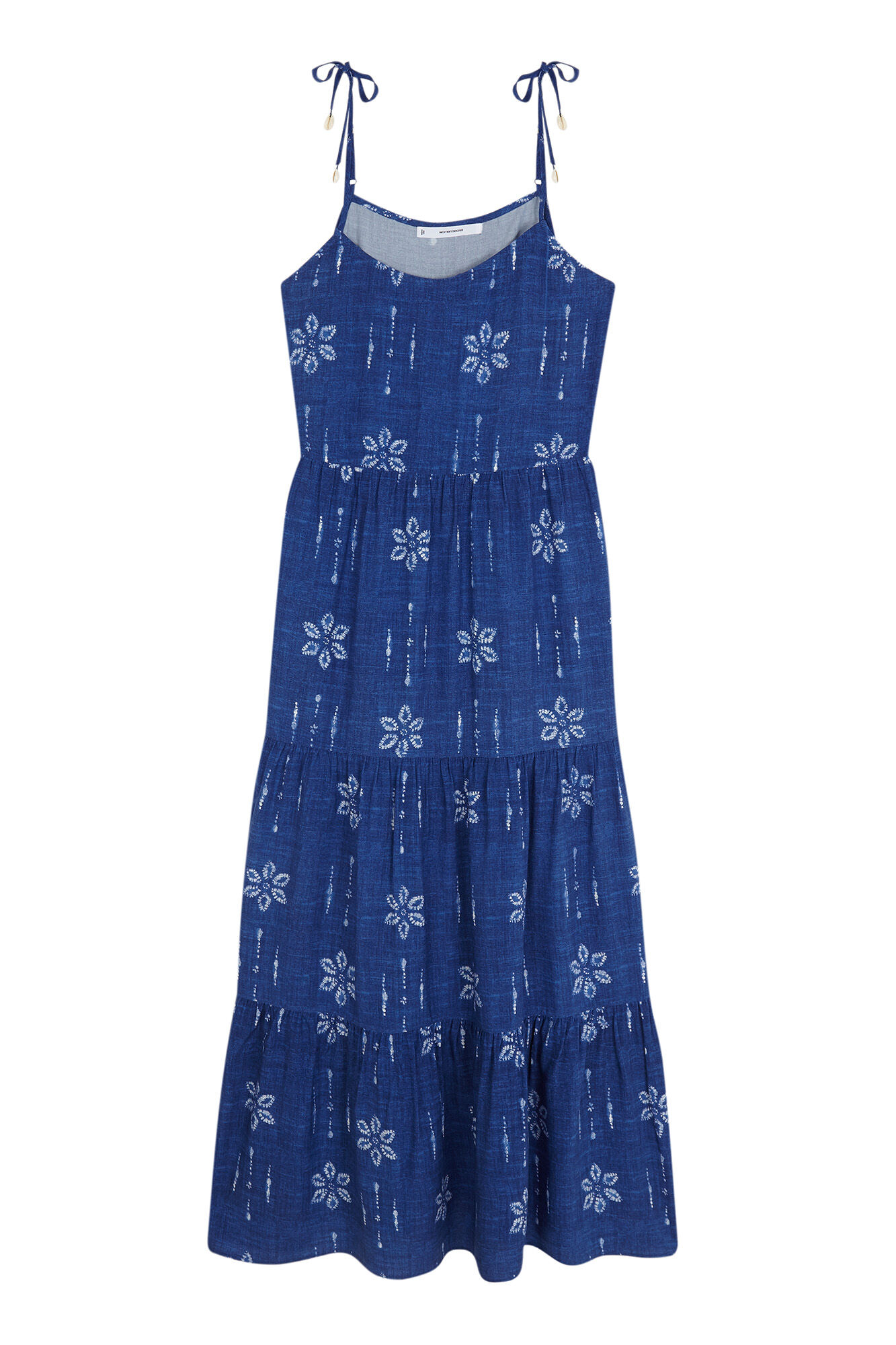 Women'secret Vestido largo de flores azules estampado