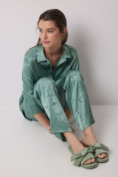 Womensecret Pantuflas satén lazo verde verde
