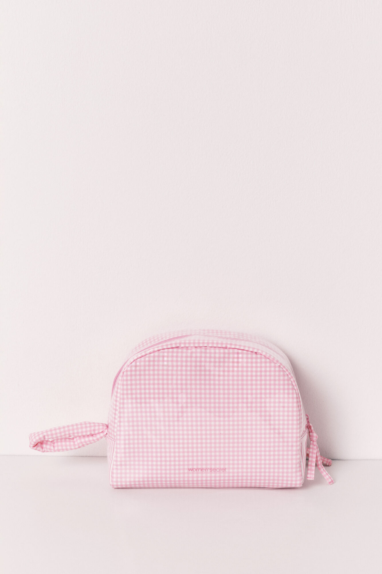 Women'secret Neceser acolchado a cuadros y rayas rosa rosa