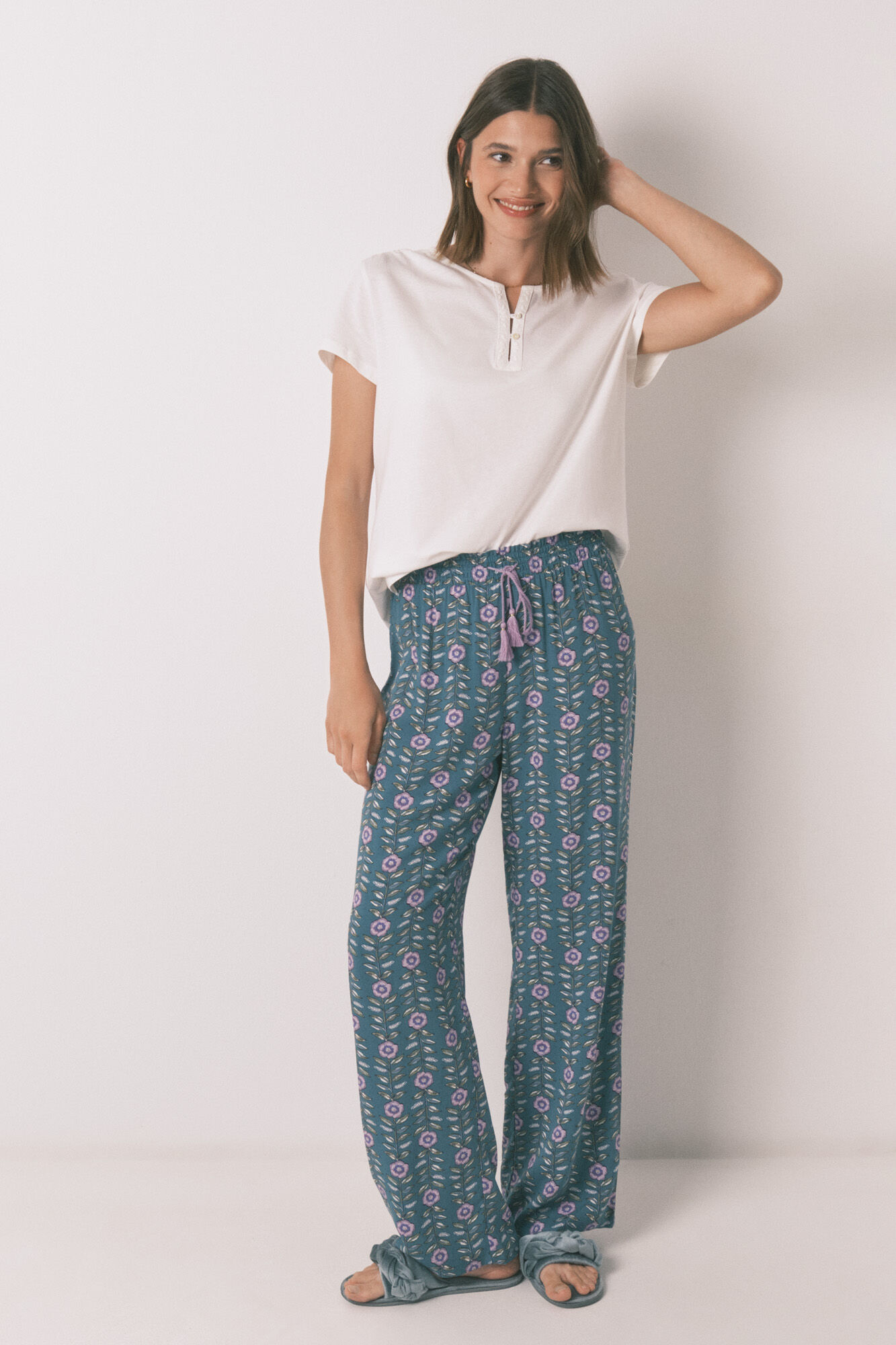 Women'secret Playera blanca de manga corta 100% algod&oacute;n