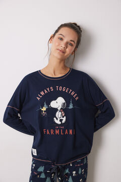 Womensecret Pijama larga 100% algodón azul Snoopy azul