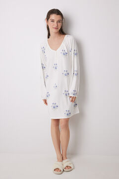 Womensecret Camisón largo tejido suave blanco estampado