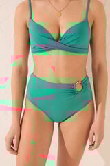 Womensecret Panty de bikini alta verde con anillo verde