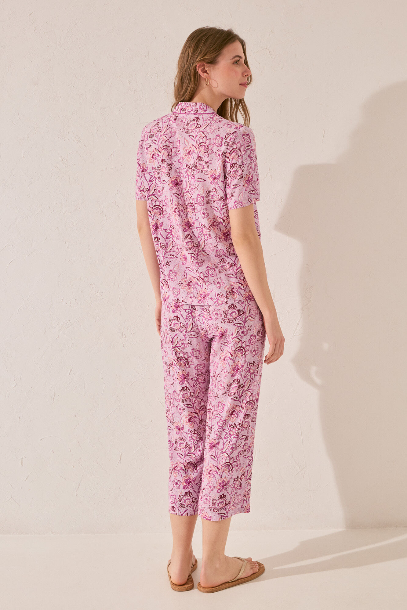 Women'secret Pijama Capri de viscosa con estampado morado/lila estampado