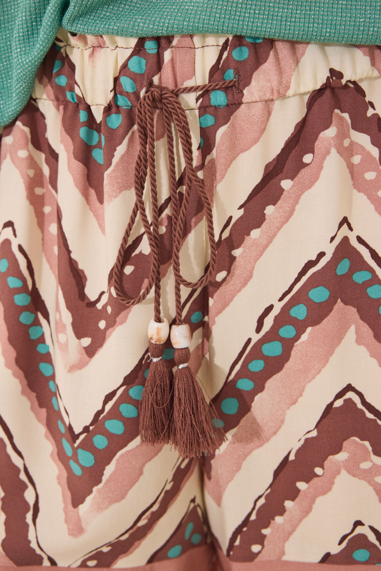 Women'secret Pantal&oacute;n de viscosa con estampado tribal  caf&eacute;