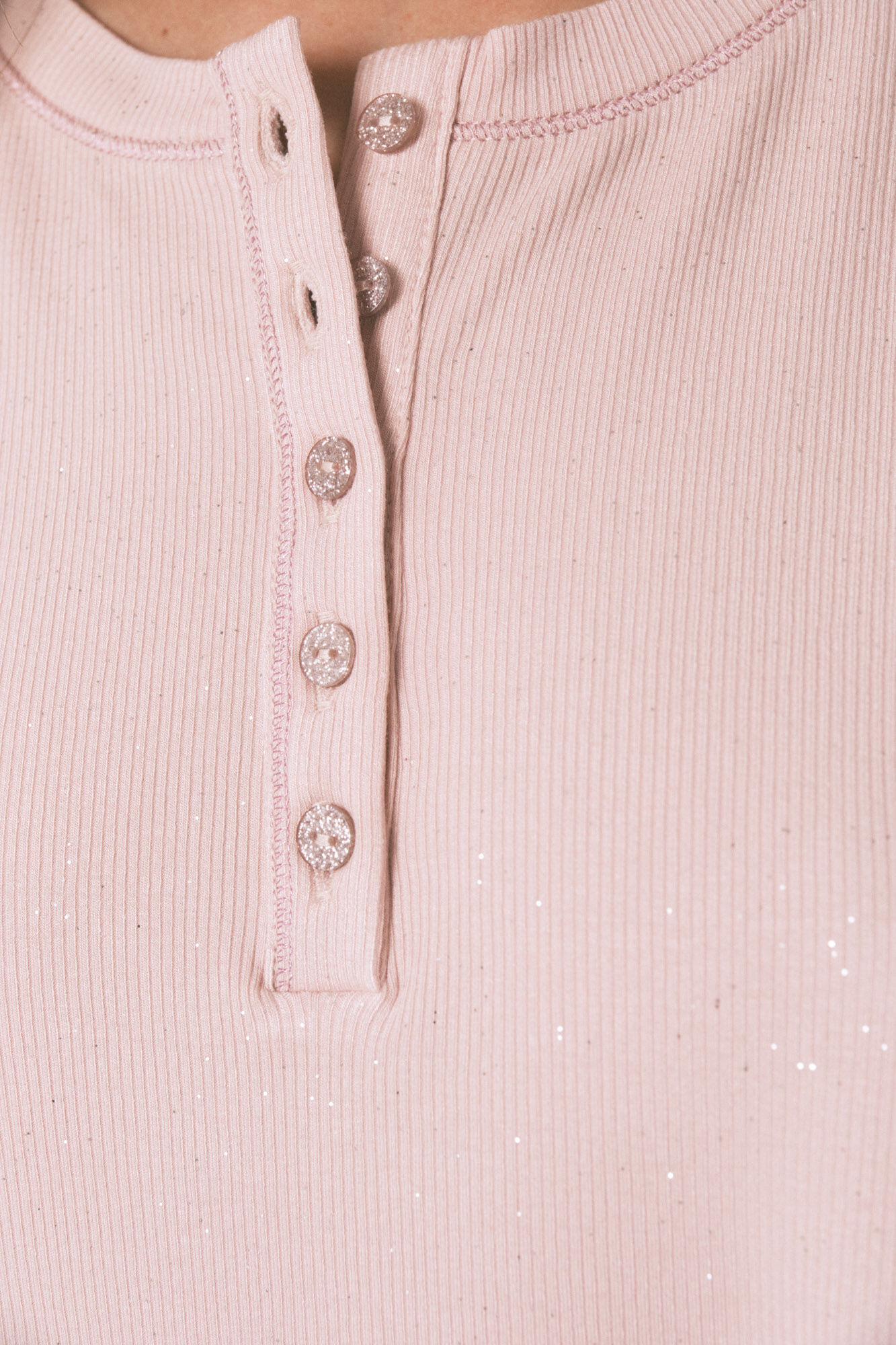 Women'secret Playera de viscosa rosa con purpurina y manga larga