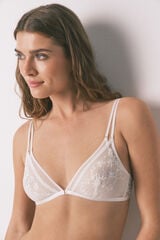 Women'secret Brasier triangular NATURAL con encaje blanco blanco